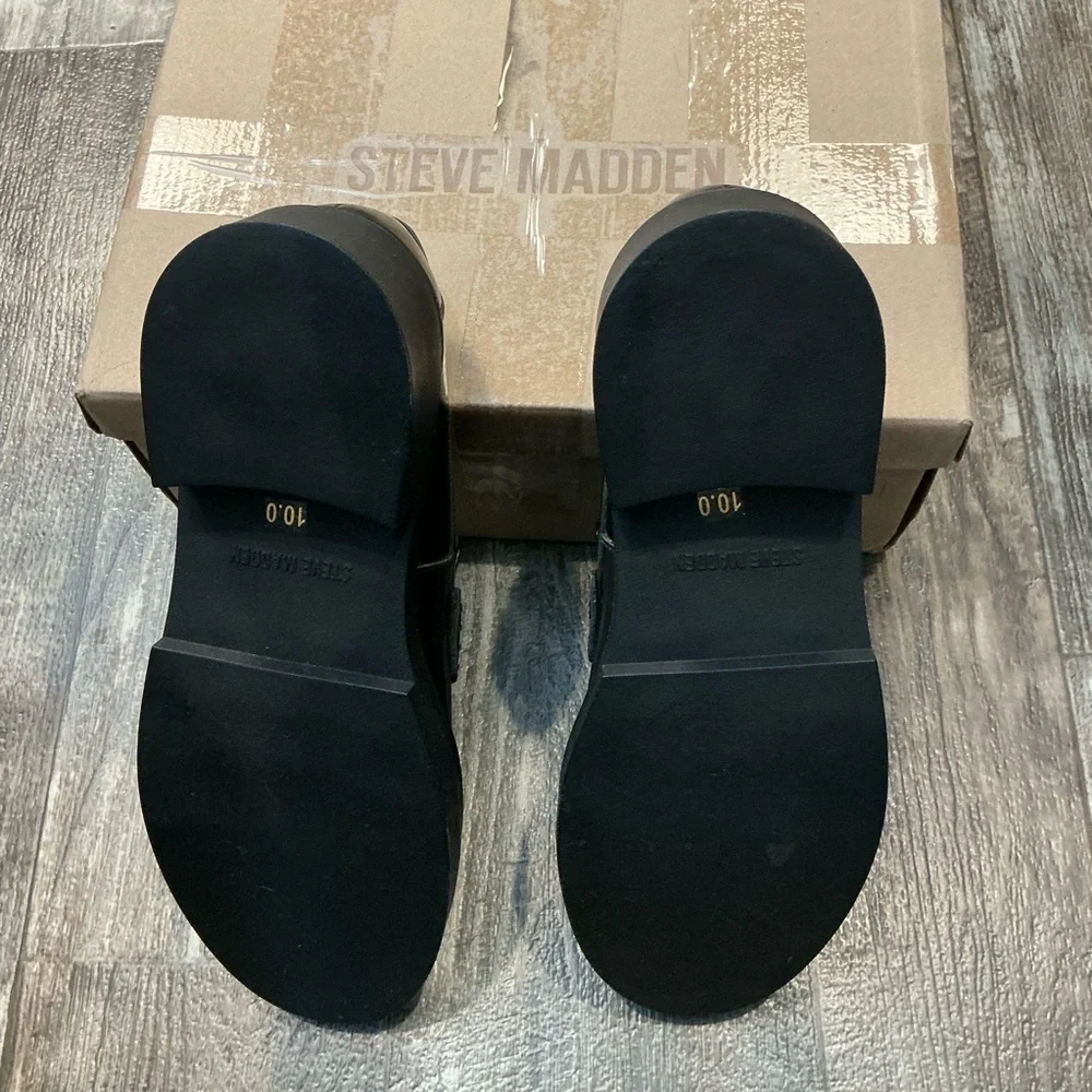 Steve Madden Elegant Black Leather Loafers Size 10 - Picture 14 of 16